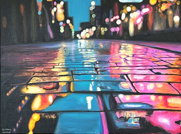 Reflexion auf nasser Strasse